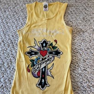 Ed Hardy vintage rhinestone tank top